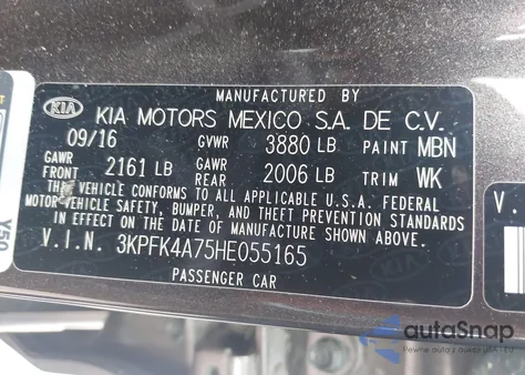 2017 Kia Forte Lx from USA, damaged, VIN 3KPFK4A75HE055165